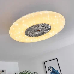 Ventilateur De Plafond Petrovac Led Chrome, Blanc, 1 Lumiere, Telecommandes