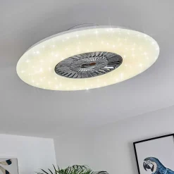 Ventilateur De Plafond Petrovac Led Chrome, Blanc, 1 Lumiere, Telecommandes