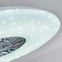 Ventilateur De Plafond Petrovac Led Chrome, Blanc, 1 Lumiere, Telecommandes