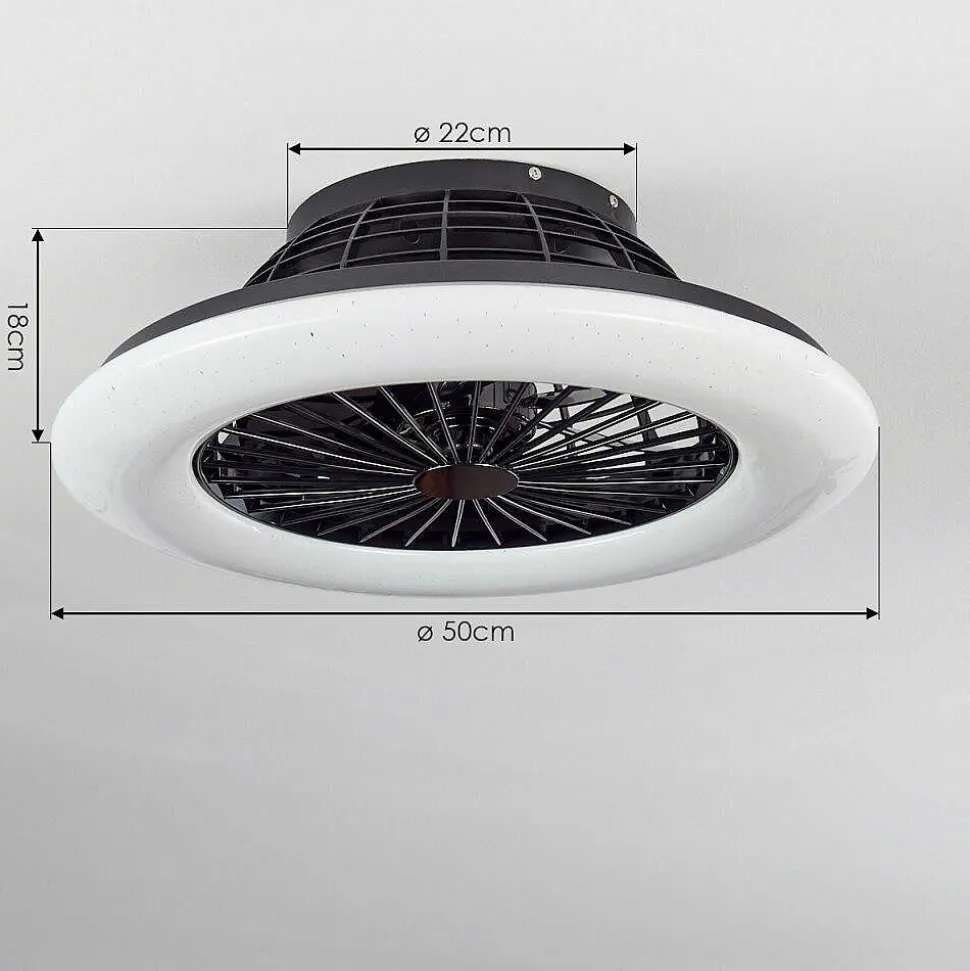 Ventilateur De Plafond Piraeus Led Noir, 1 Lumiere, Telecommandes