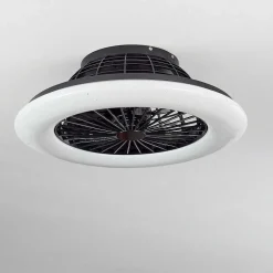 Ventilateur De Plafond Piraeus Led Noir, 1 Lumiere, Telecommandes