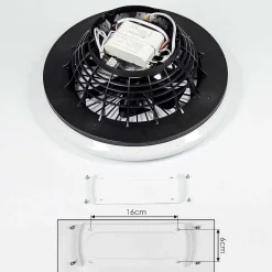 Ventilateur De Plafond Piraeus Led Noir, 1 Lumiere, Telecommandes