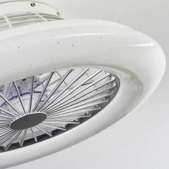 Ventilateur De Plafond Piraeus Led Blanc, 1 Lumiere, Telecommandes, Changeur De Couleurs
