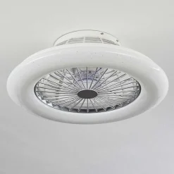 Ventilateur De Plafond Piraeus Led Blanc, 1 Lumiere, Telecommandes, Changeur De Couleurs