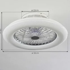 Ventilateur De Plafond Piraeus Led Blanc, 1 Lumiere, Telecommandes, Changeur De Couleurs