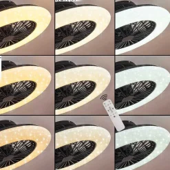 Ventilateur De Plafond Pireaus Led Noir, 1 Lumiere, Telecommandes, Changeur De Couleurs