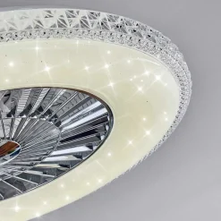 Ventilateur De Plafond Piacenza Led Chrome, Blanc, 1 Lumiere, Telecommandes