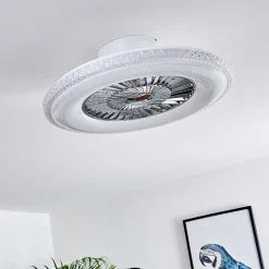 Ventilateur De Plafond Piacenza Led Chrome, Blanc, 1 Lumiere, Telecommandes