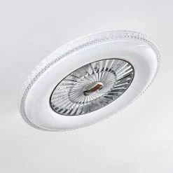 Ventilateur De Plafond Piacenza Led Chrome, Blanc, 1 Lumiere, Telecommandes