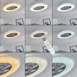 Ventilateur De Plafond Piacenza Led Chrome, Blanc, 1 Lumiere, Telecommandes