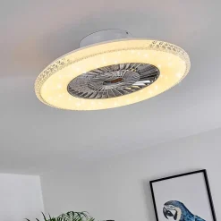 Ventilateur De Plafond Piacenza Led Chrome, Blanc, 1 Lumiere, Telecommandes