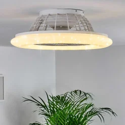 Ventilateur De Plafond Piraeus Led Titane, Blanc, 1 Lumiere, Telecommandes