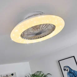 Ventilateur De Plafond Piraeus Led Titane, Blanc, 1 Lumiere, Telecommandes