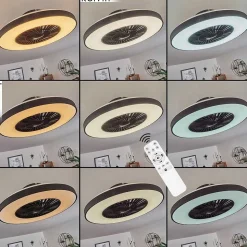 Ventilateur De Plafond Qualiano Led Noir, Blanc, 1 Lumiere, Telecommandes