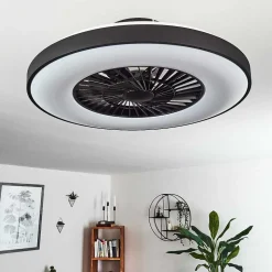 Ventilateur De Plafond Qualiano Led Noir, Blanc, 1 Lumiere, Telecommandes
