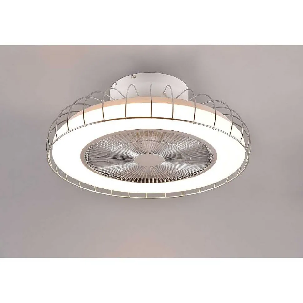 Ventilateur De Plafond Reality Sandfjord Led Chrome, 1 Lumiere, Telecommandes