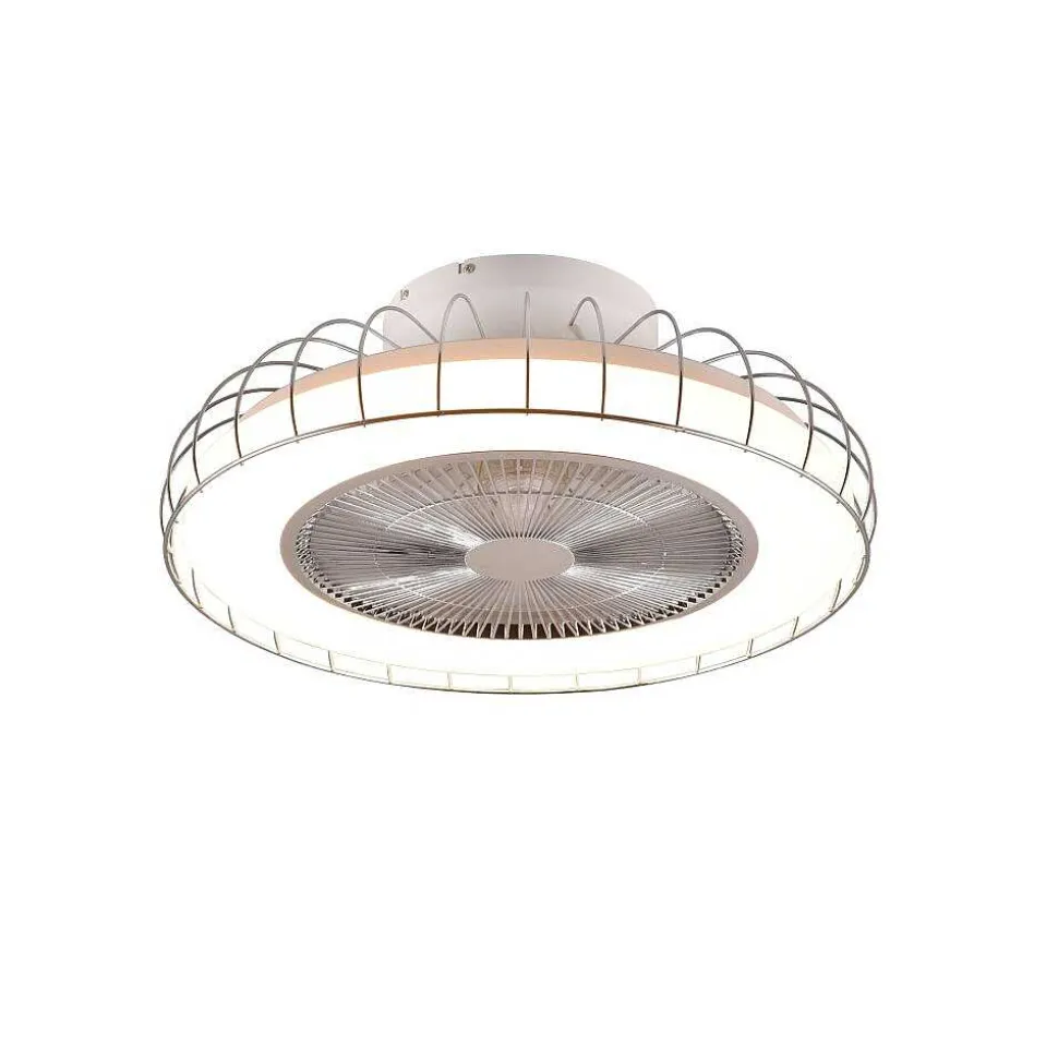 Ventilateur De Plafond Reality Sandfjord Led Chrome, 1 Lumiere, Telecommandes
