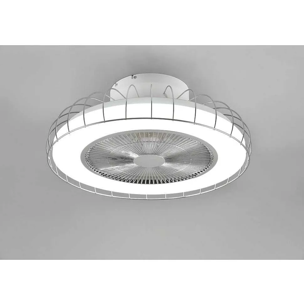 Ventilateur De Plafond Reality Sandfjord Led Chrome, 1 Lumiere, Telecommandes