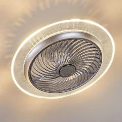 Ventilateur De Plafond Tamworth Led Argente, Transparent, 1 Lumiere, Telecommandes