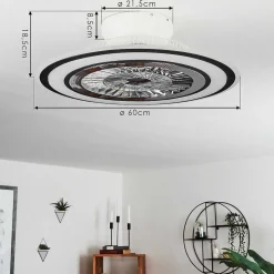 Ventilateur De Plafond Terradura Led Chrome, Noir, Blanc, 1 Lumiere, Telecommandes