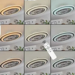 Ventilateur De Plafond Terradura Led Chrome, Noir, Blanc, 1 Lumiere, Telecommandes