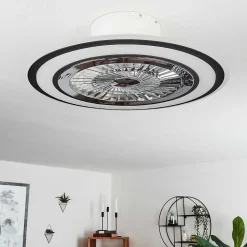 Ventilateur De Plafond Terradura Led Chrome, Noir, Blanc, 1 Lumiere, Telecommandes