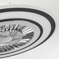 Ventilateur De Plafond Terradura Led Chrome, Noir, Blanc, 1 Lumiere, Telecommandes