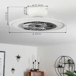 Ventilateur De Plafond Terradura Led Chrome, Blanc, 1 Lumiere, Telecommandes