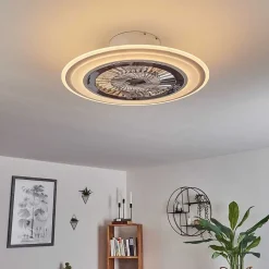 Ventilateur De Plafond Terradura Led Chrome, Blanc, 1 Lumiere, Telecommandes