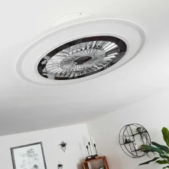 Ventilateur De Plafond Terradura Led Chrome, Blanc, 1 Lumiere, Telecommandes