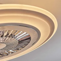 Ventilateur De Plafond Terradura Led Chrome, Blanc, 1 Lumiere, Telecommandes