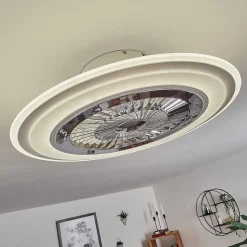 Ventilateur De Plafond Terradura Led Chrome, Blanc, 1 Lumiere, Telecommandes