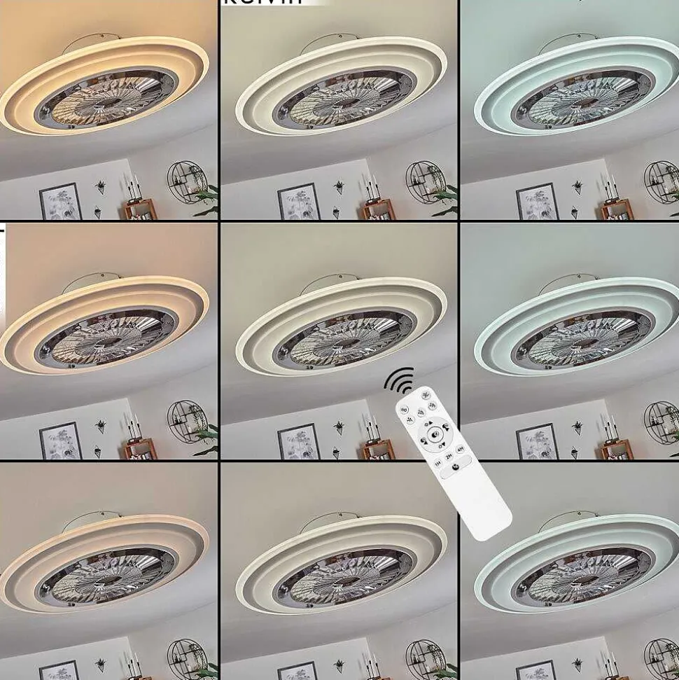 Ventilateur De Plafond Terradura Led Chrome, Blanc, 1 Lumiere, Telecommandes