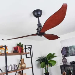 Ventilateur De Plafond Torgnes Brun, Couleur Bois, Noir, Telecommandes