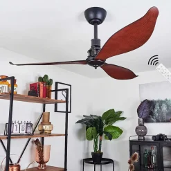 Ventilateur De Plafond Torgnes Brun, Couleur Bois, Noir, Telecommandes
