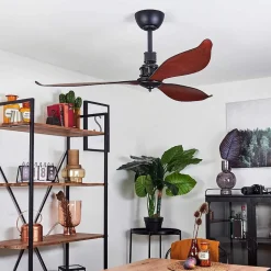 Ventilateur De Plafond Torgnes Brun, Couleur Bois, Noir, Telecommandes