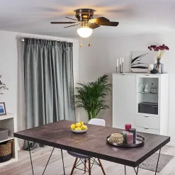 Ventilateur De Plafond Trillo Gris, Bois Clair, Nickel Mat, 1 Lumiere