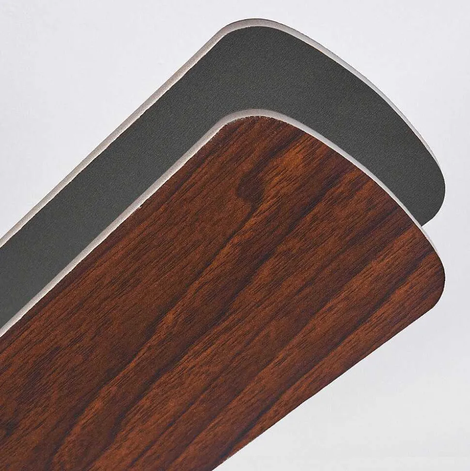 Ventilateur De Plafond Trillo Gris, Bois Clair, Nickel Mat, 1 Lumiere