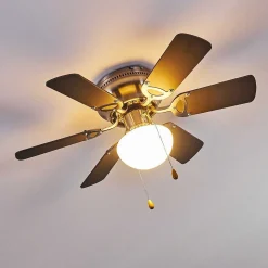 Ventilateur De Plafond Trillo Gris, Bois Clair, Nickel Mat, 1 Lumiere