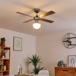 Ventilateur De Plafond Valletta Chrome, Argente, Blanc, 1 Lumiere