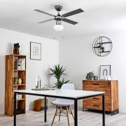 Ventilateur De Plafond Valletta Chrome, Argente, Blanc, 1 Lumiere