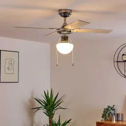 Ventilateur De Plafond Valletta Chrome, Argente, Blanc, 1 Lumiere