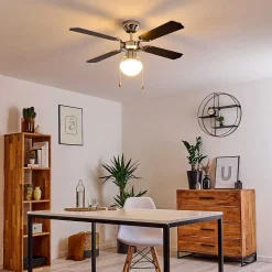 Ventilateur De Plafond Valletta Chrome, Noir, Blanc, 1 Lumiere