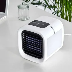 Ventilateur De Table Chania Led Noir, Blanc, 1 Lumiere, Changeur De Couleurs