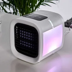 Ventilateur De Table Chania Led Noir, Blanc, 1 Lumiere, Changeur De Couleurs