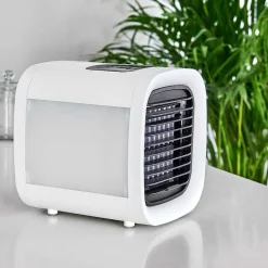 Ventilateur De Table Chania Led Noir, Blanc, 1 Lumiere, Changeur De Couleurs