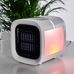 Ventilateur De Table Chania Led Noir, Blanc, 1 Lumiere, Changeur De Couleurs