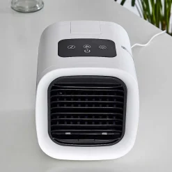 Ventilateur De Table Chania Led Noir, Blanc, 1 Lumiere, Changeur De Couleurs