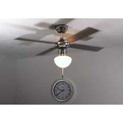 Ventilateur Globo Champion Chrome, Acier Inoxydable, Blanc, 1 Lumiere