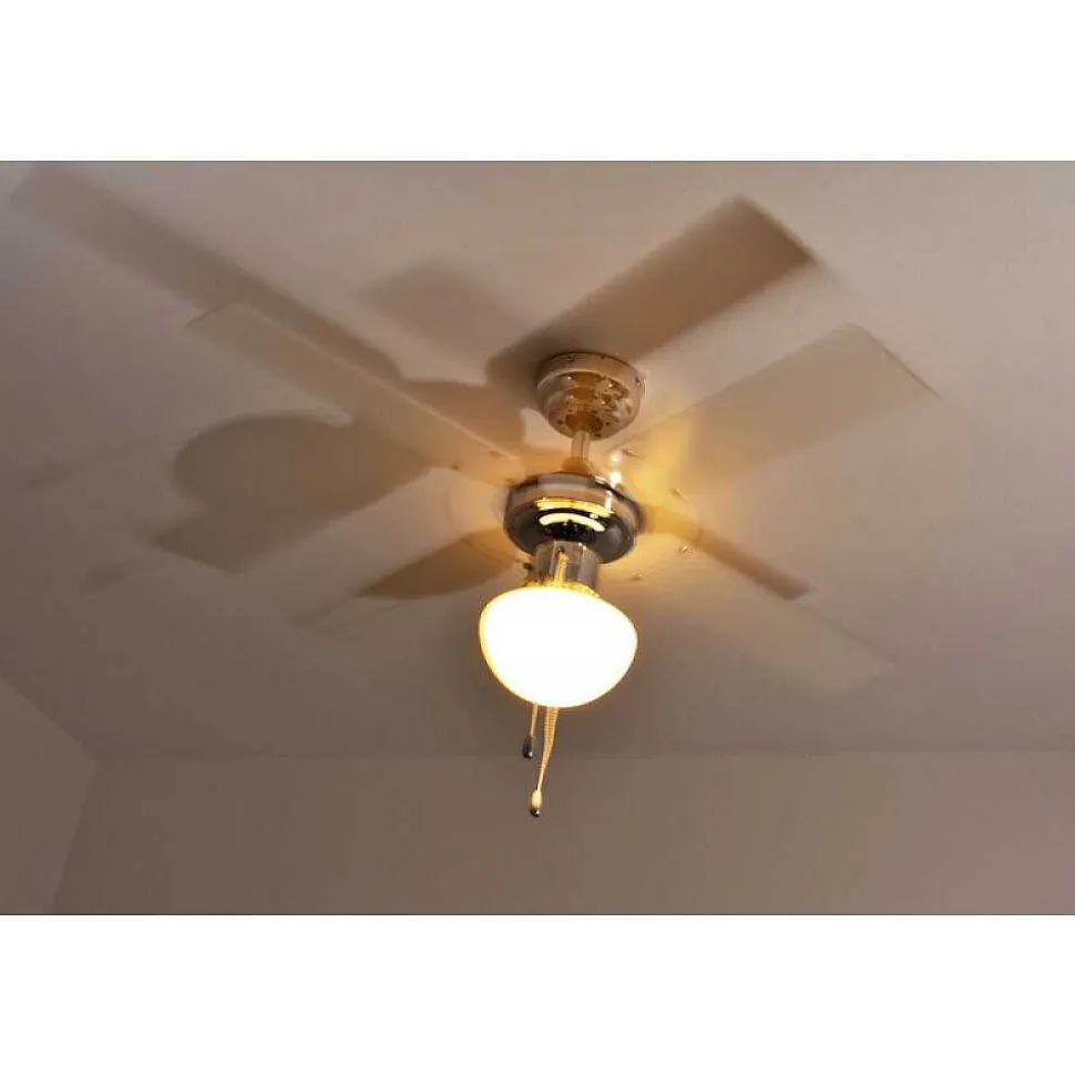 Ventilateur Globo Champion Chrome, Acier Inoxydable, Blanc, 1 Lumiere